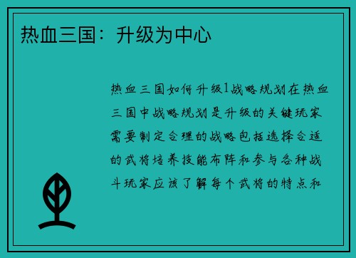 热血三国：升级为中心
